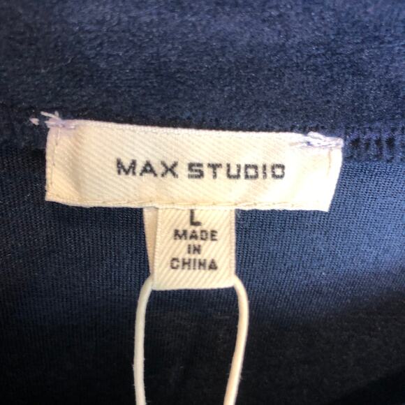 Max Studio- Navy Velour Cowl Neck Trapeze Mini Dress - Size Large-NWT - Picture 6 of 9